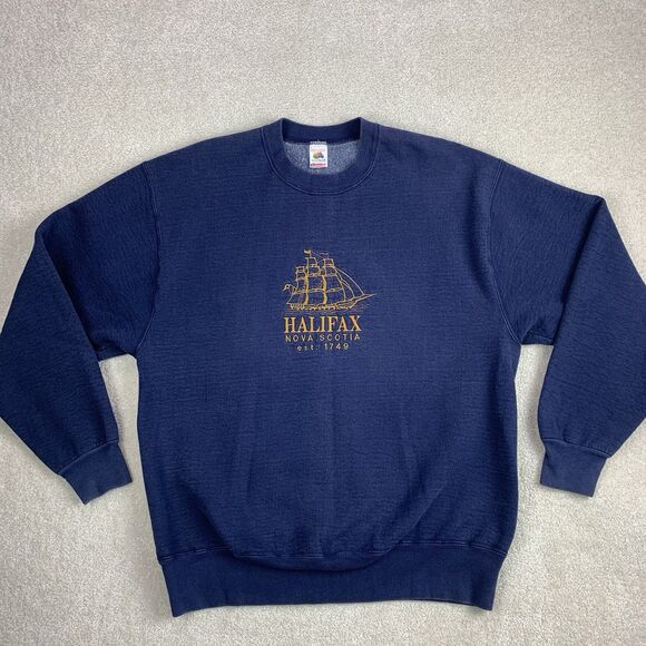 Vintage Halifax Nova Scotia Mens Size Large 90'S Fruit of the Loom Crewneck - Picture 1 of 12